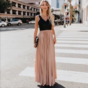 VICI faux leather contrast maxi dress